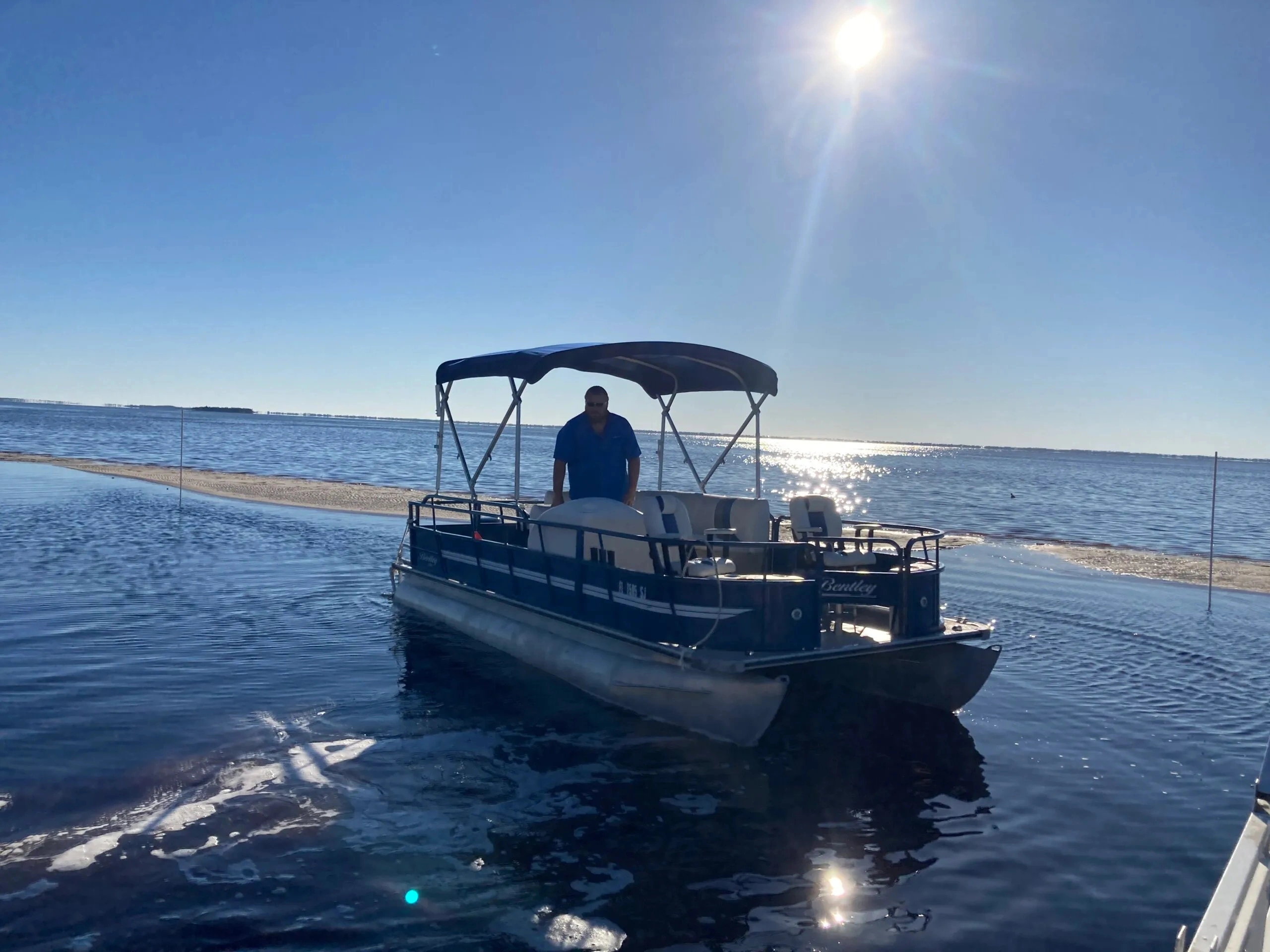 luxury pontoon boat rental near sand bar in port st. joe