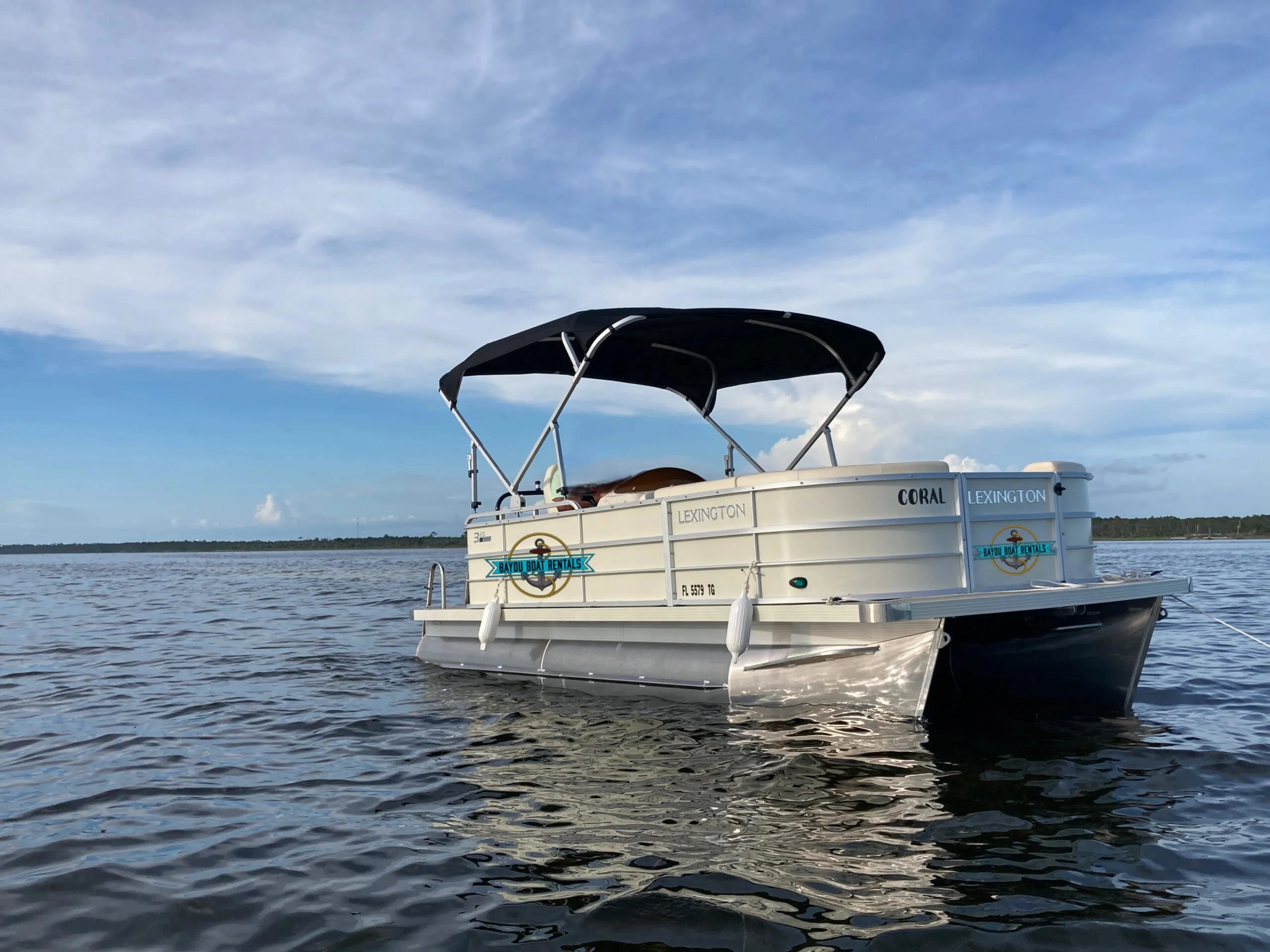 a boat rental awaiting customers from bayou boat rentals in port st. joe